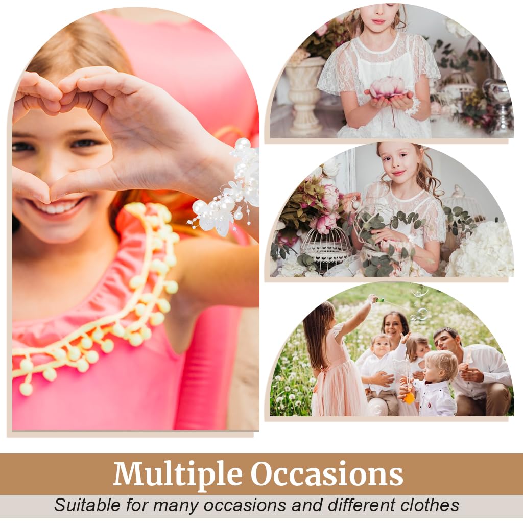 SANNIDHI Wrist Boutonniere for Bride featuring Pearl and Ribbon Charm for Flower Girls | Adjustable Decorative Bracelet for Weddings