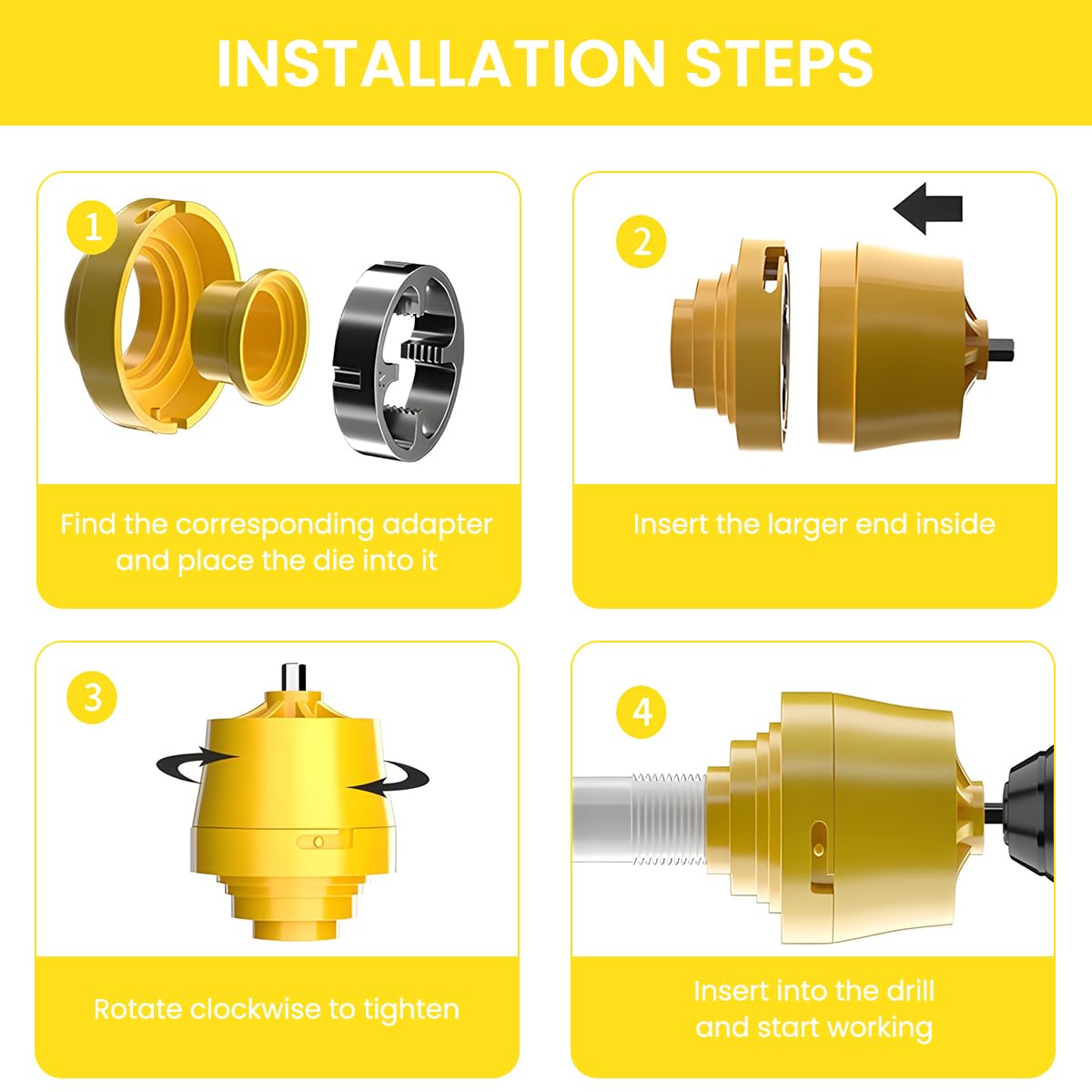 Serplex Electric Drill Pipe Threader Kit with 3 Dies 1/2 3/4 1 inch for Leak Proof PVC Connections | Universal NPT Fit