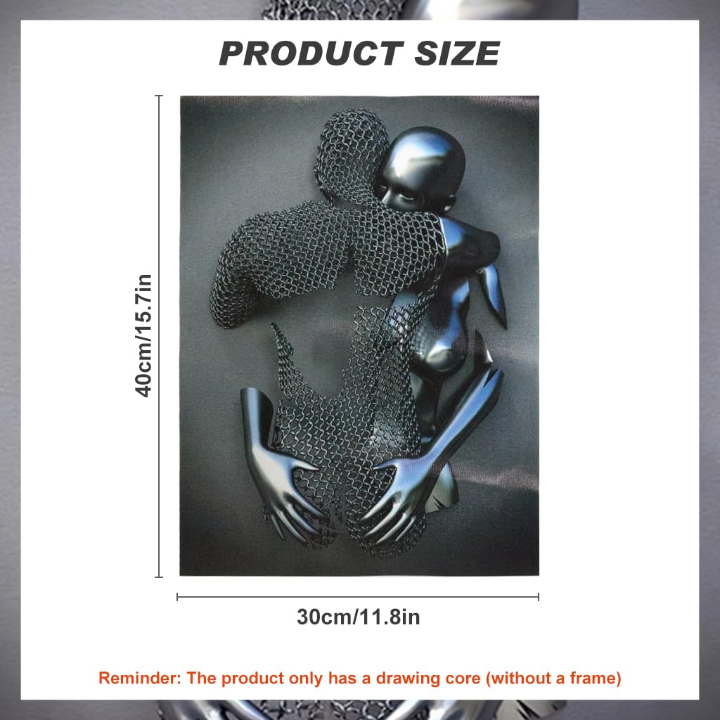 HASTHIP 3D Painting Metal Figure Wall Art for Bedroom and Living Room | 30x40cm Canvas Print
