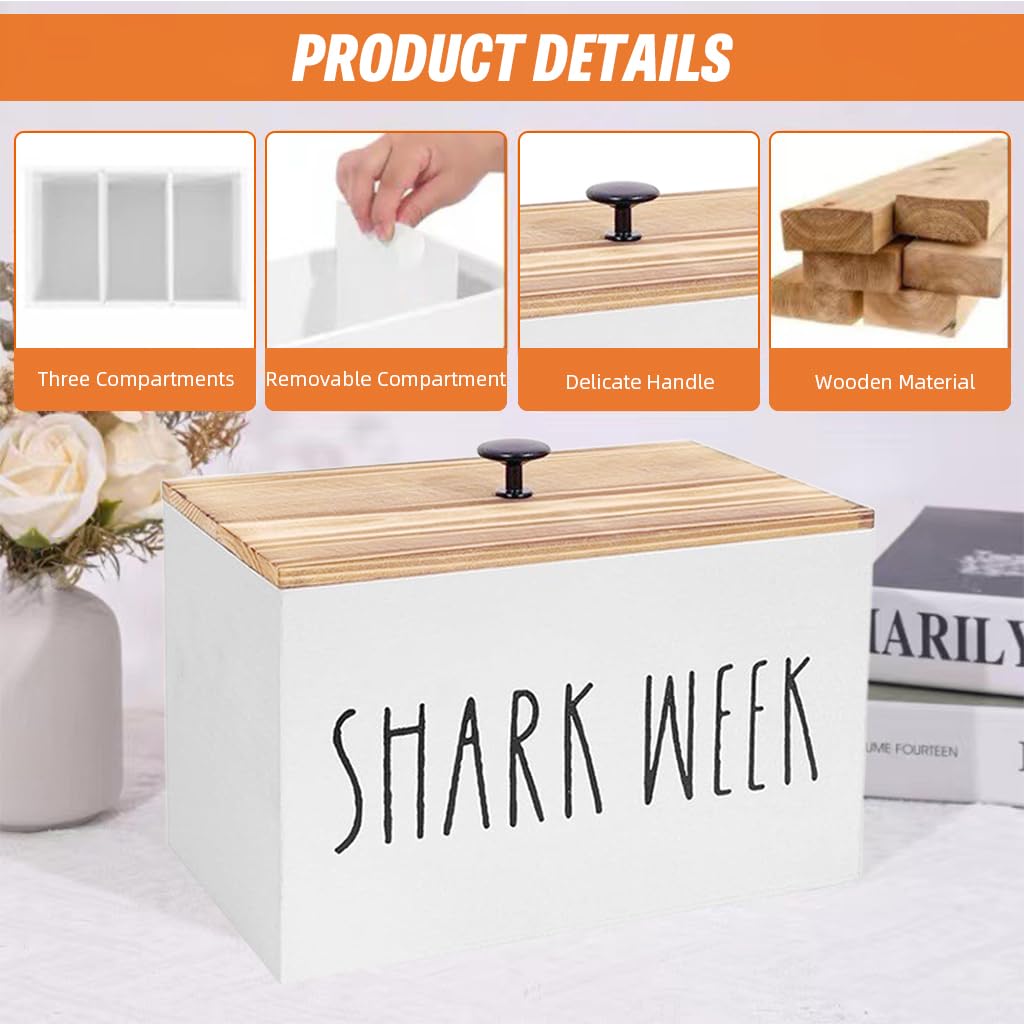 HASTHIP Sanitary Pads Storage Box 20x13x13cm for Girls with Lid and Wooden Organizer Design