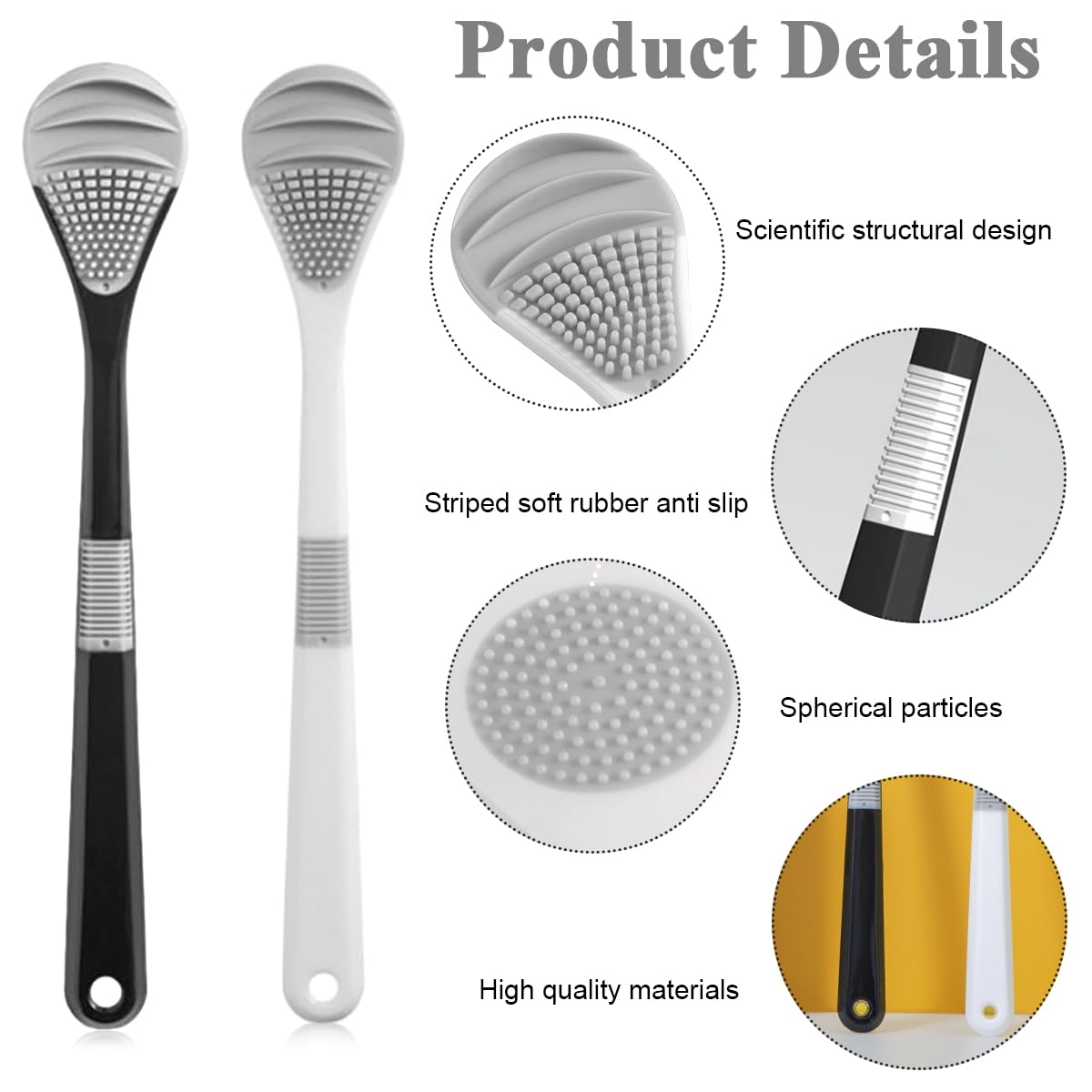 MAYCREATE Tongue Cleaner for Adults 4PCS featuring Fan Shaped Double Sided Design with Soft Silicone | Helps Fight Bad Breath