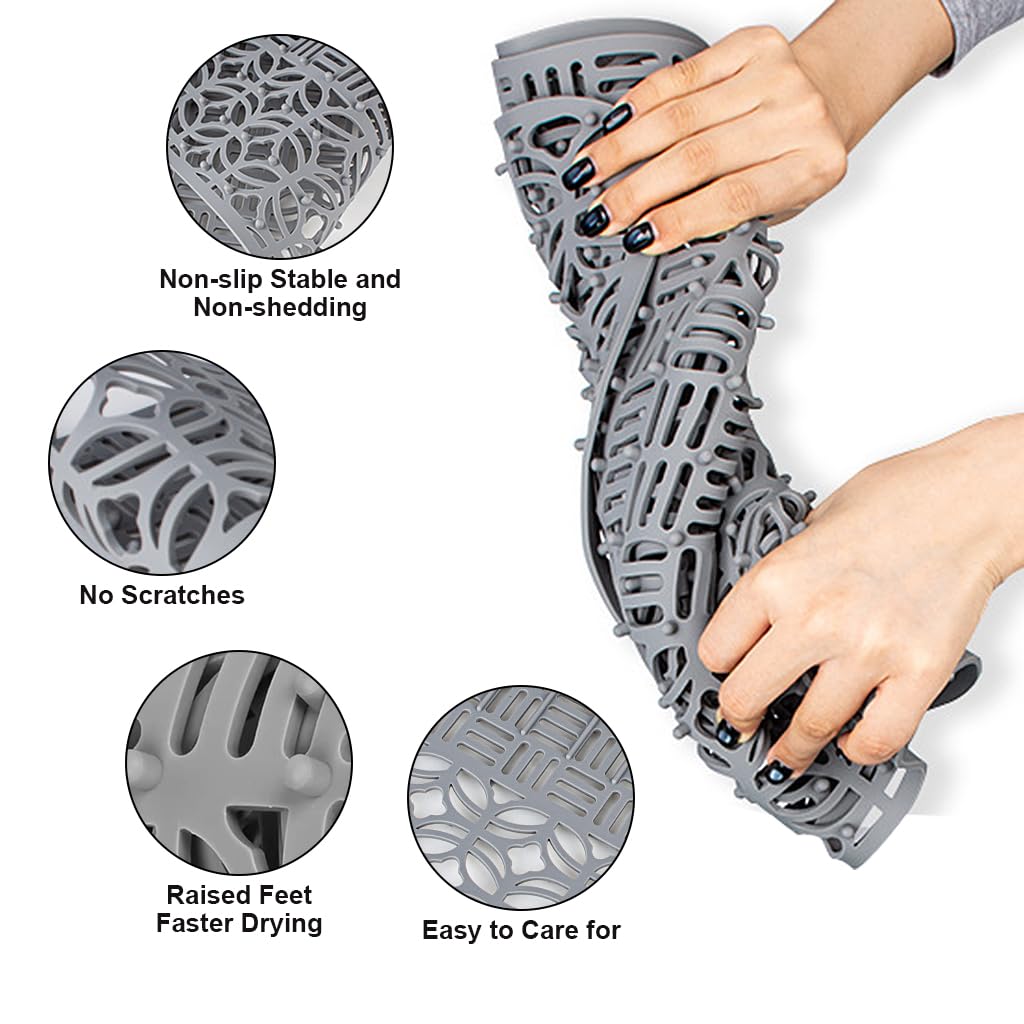 Supvox Sink Protectors for Kitchen Sink, 25.9x13.7'' Multi-Functional Silicone Sink Mat, Anti-Slip Tableware Placemat Insulation Pad for Water Filtration, Insulation & Tableware Protection (Grey)