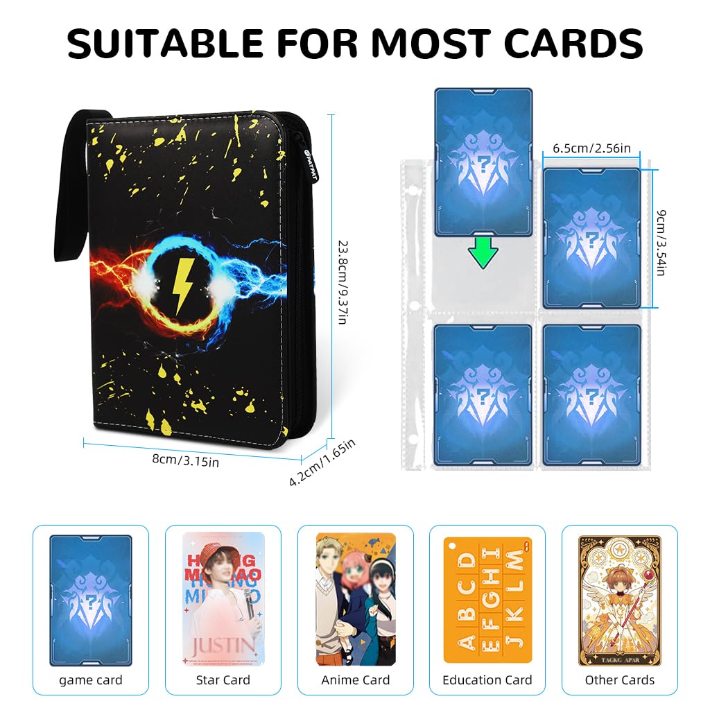 PATPAT Trading Card Binder for Game Cards with 400 Slots and 50 Sleeves | Waterproof PU Cover