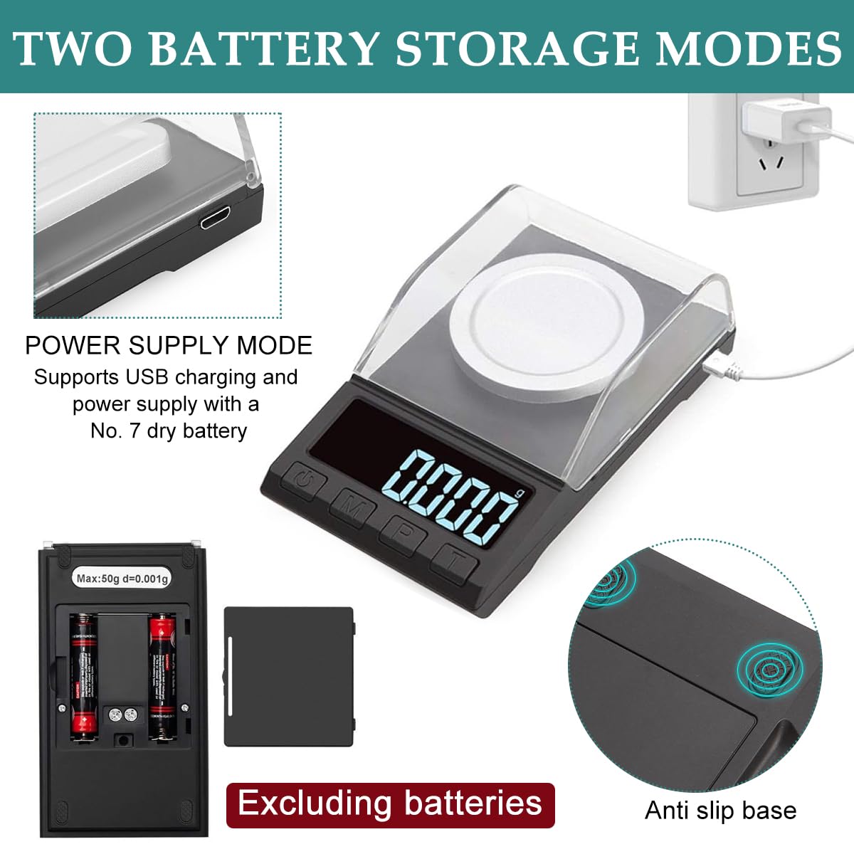 HASTHIP Digital Kitchen Weighing Scale for Home with 50g Capacity and 0.001g Precision | Portable LCD Pocket Scale with Tray Calibration Weight and Tweezer