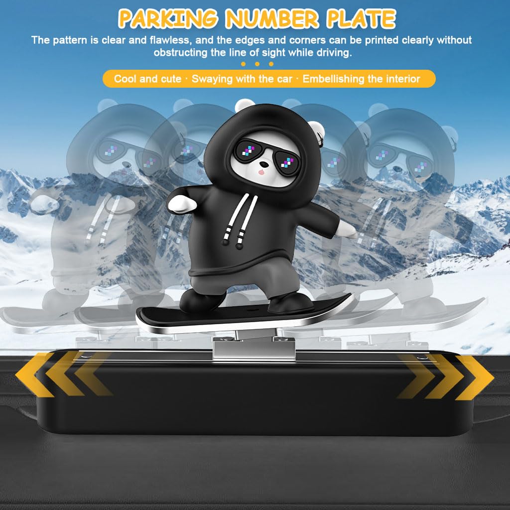 STHIRA Dashboard Car Charm for Dashboard Decor featuring Swinging Cartoon Bear Ornament 3PCS