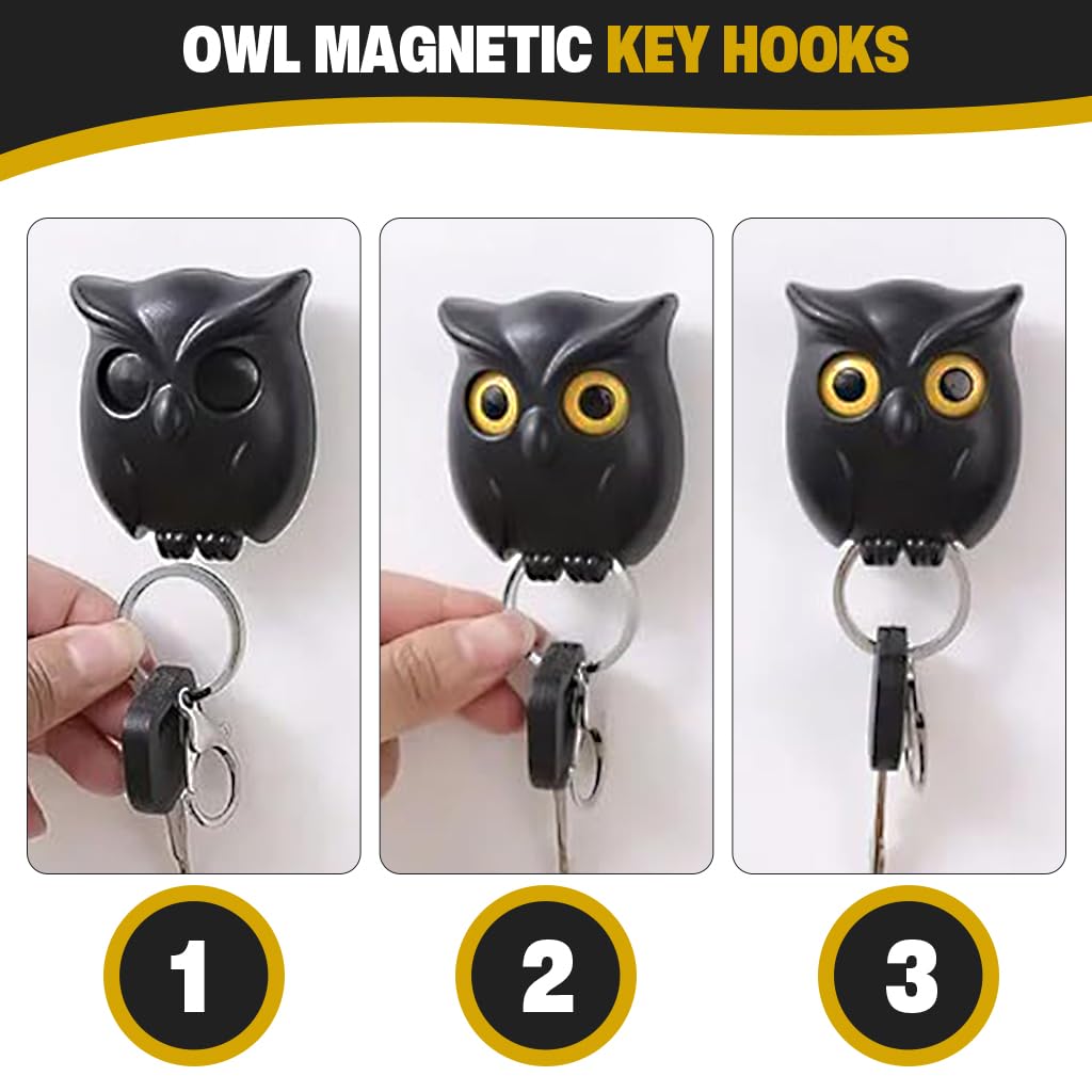 HASTHIP Key Mount Wall Organizer for Entryway with Push-in Key Grip and Blink Eye Owl Design