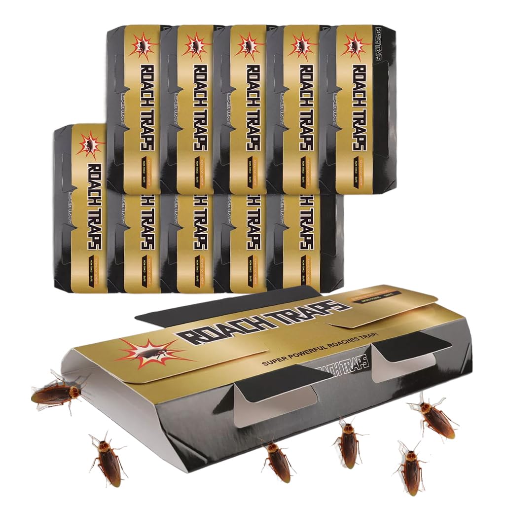 HASTHIP Cockroach Traps for Kitchen and Home with Strong Adhesive Glue | 10pcs Safe Pesticide‑Free Pest Catcher