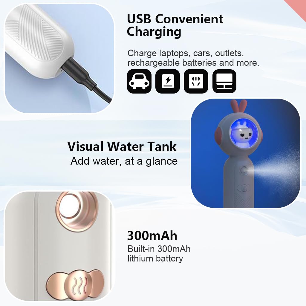 MAYCREATE® Face Mist Sprayer Nano Portable Face Steamer Mini Nano Face Mist Face Mister Skin Moisturizing Facial Sprayer - USB Rechargeable, Night Light Design