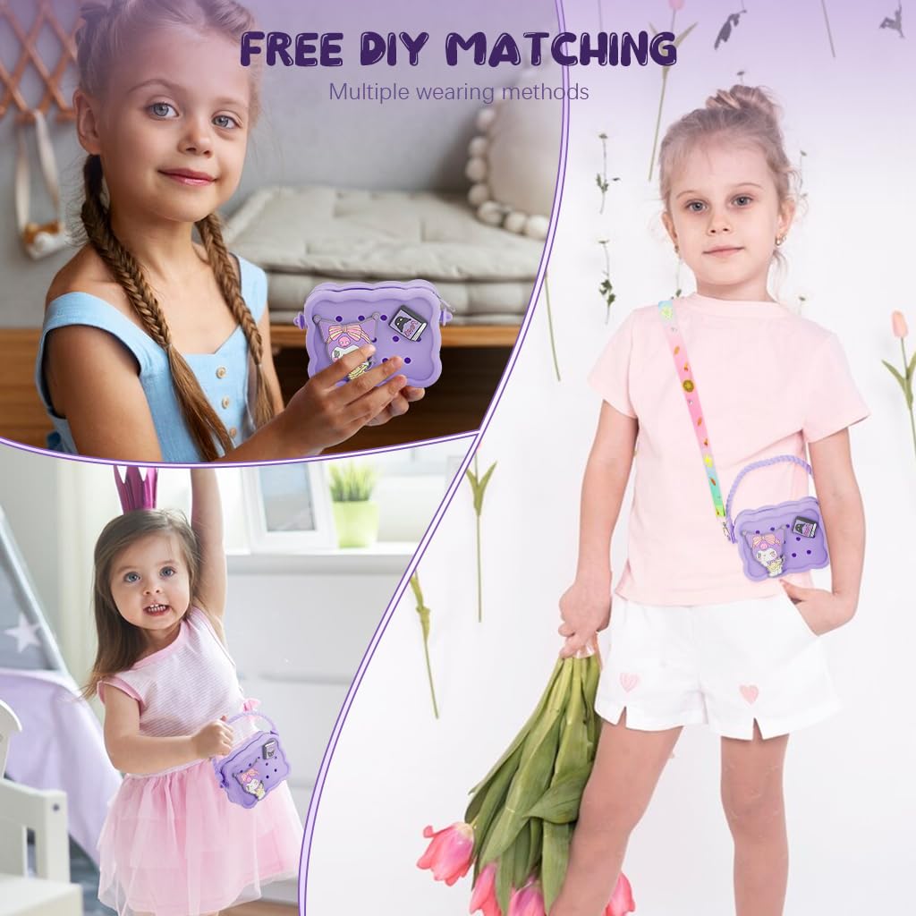 ZIBUYU Kuromi Purse for Girls featuring DIY Charm Holes with 12x9cm Silicone Design | Cute Gift