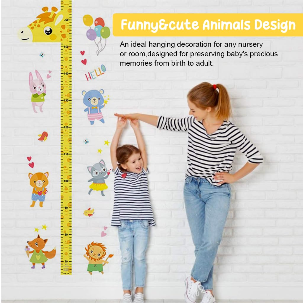 PATPAT® Height Growth Chart for Kids Room 70-180cm Ruler with Magnetic Cartoon Giraffe Marker Decor 2PCS