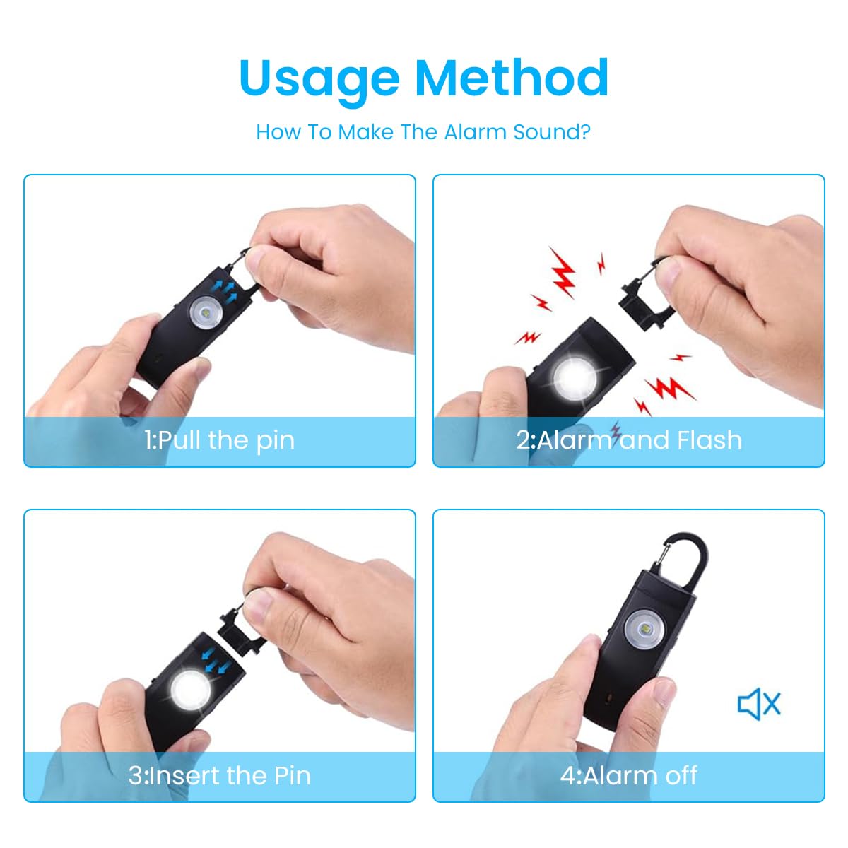 Serplex Rechargeable Personal Alarm for Women with 130dB Siren and Quick Release Keychain | LED Flashlight for Self Defense