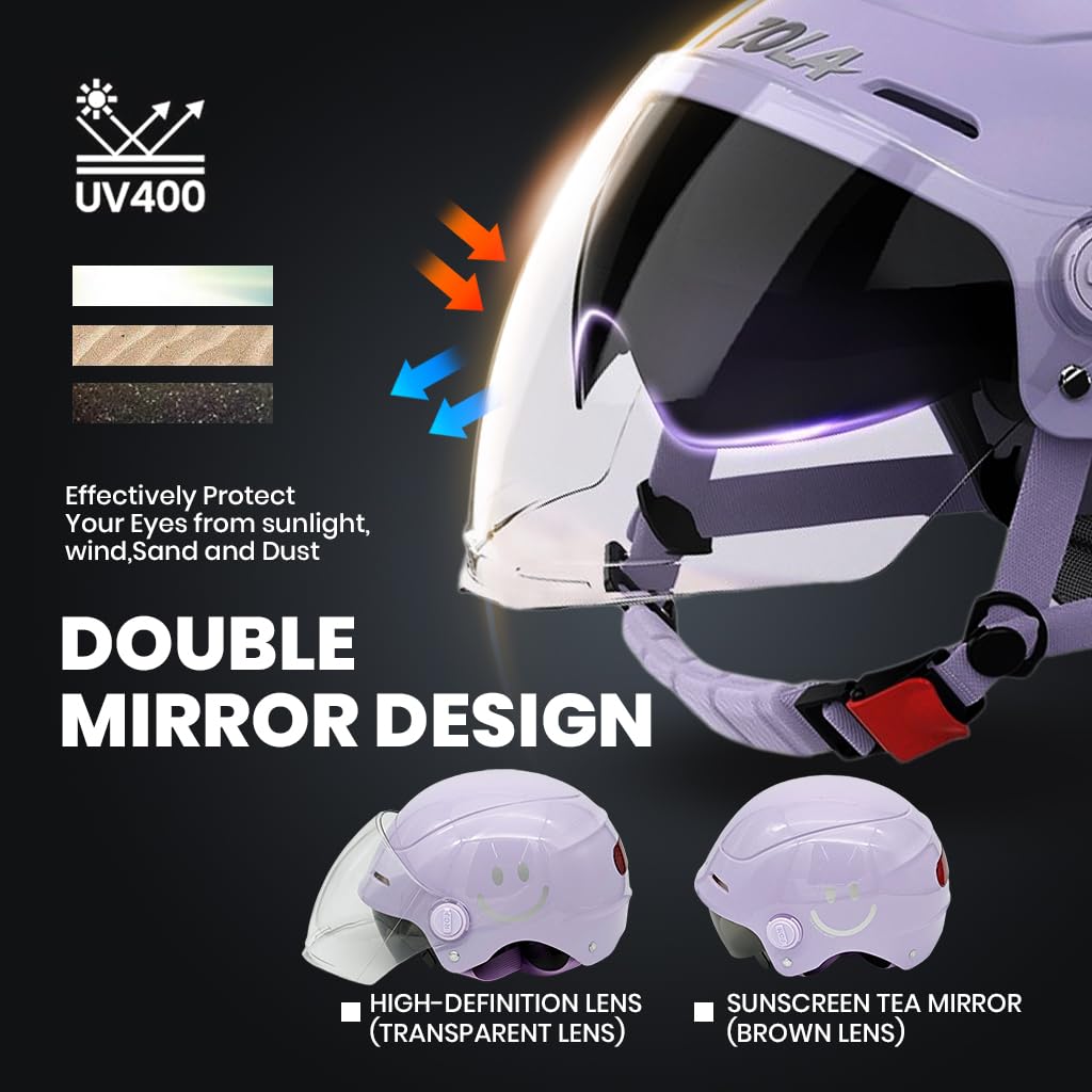 Proberos Adult Electric Bicycle Helmet for Scooter Riding with Detachable Goggle & Ear Muffs | Adjustable 54–65 cm Fit and Red Reflective Safety Sign