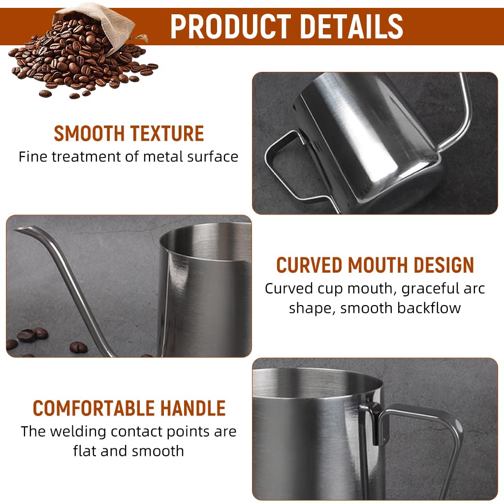 Supvox Pour Over Coffee Kettle for Hand Drip Brewing with 0.45cm Spout and 350ml Pot | Stainless Steel