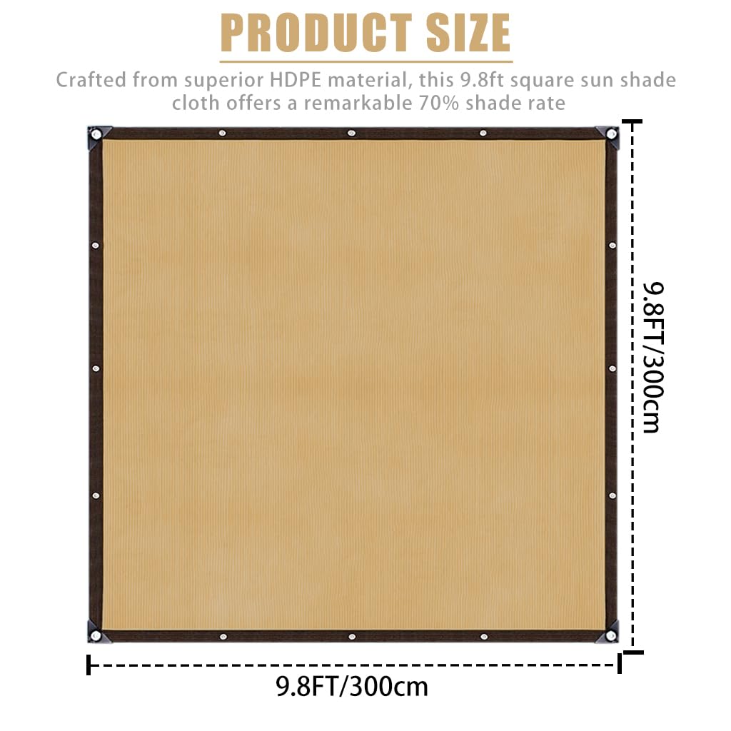 HASTHIP Garden Shade Cloth for Patio and Car Parking featuring 9.8 ft HDPE Fabric with 16 Copper Eyelets | UV Protection Sun Shade Net