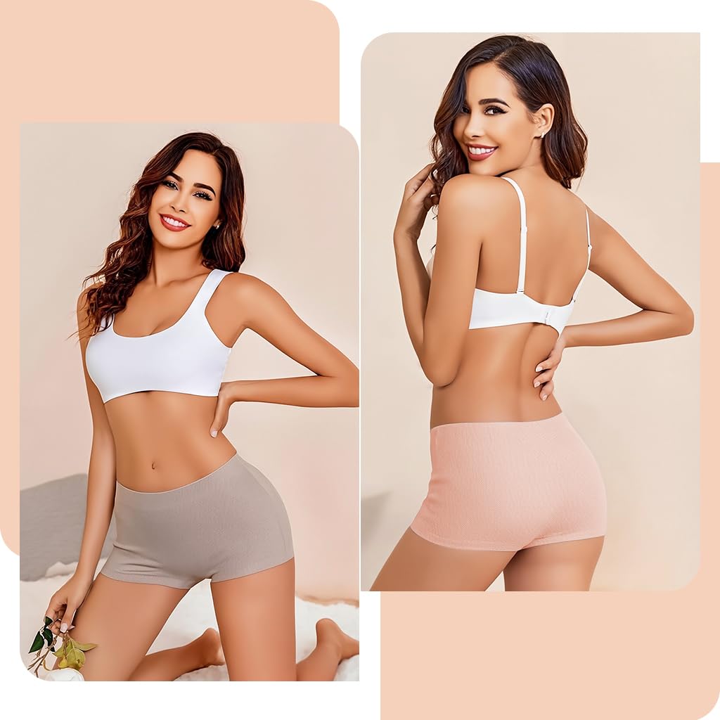 SANNIDHI Women's Boyshorts Panties 3 Pack with Seamless Design and Stretch Cotton Crotch