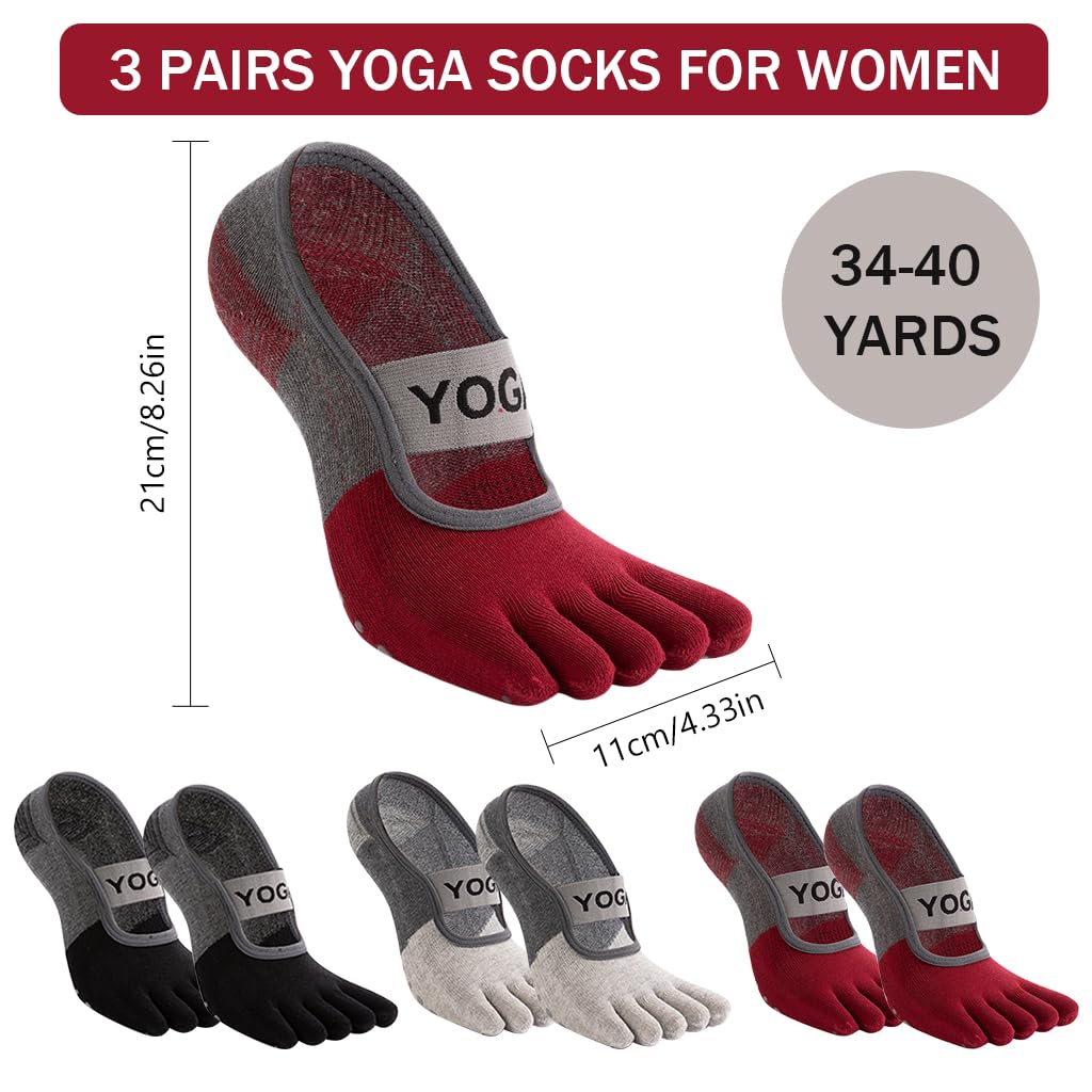 Proberos Women Yoga Socks for Pilates and Fitness featuring Silicone Anti Slip Sole | 2 Pairs Cotton Ankle Design