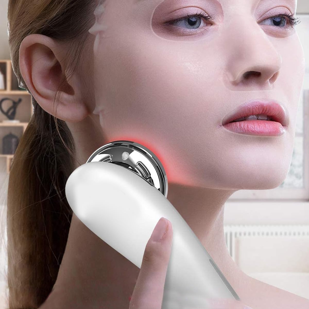 HANNEA Facial Massager for Women with 5 Modes featuring EMS Microcurrent and Red Blue Light Therapy | Deep Cleansing and Anti Wrinkle Skin Care Device
