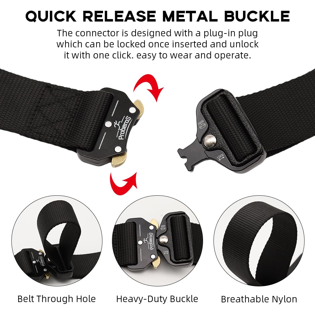 Proberos Tactical Belt for Men featuring Quick Release Metal Buckle and 125cm Nylon Strap