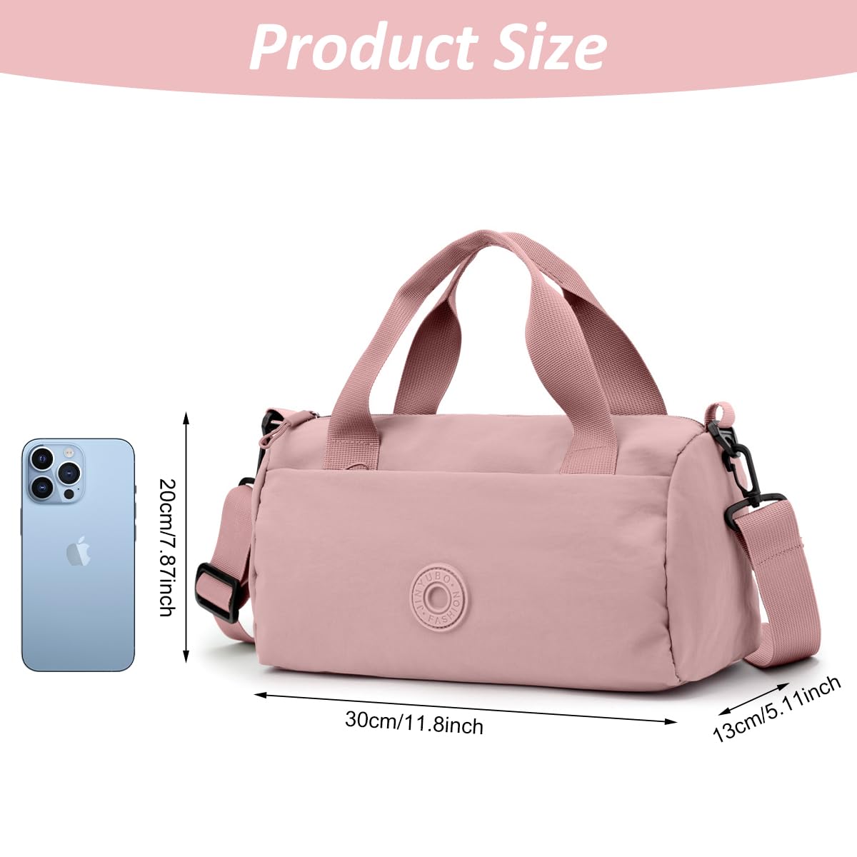 PALAY Crossbody Bag for Women 30x13x20cm with Removable Adjustable Strap and Oxford Cloth | Pink Lightweight Sling Purse for Travel