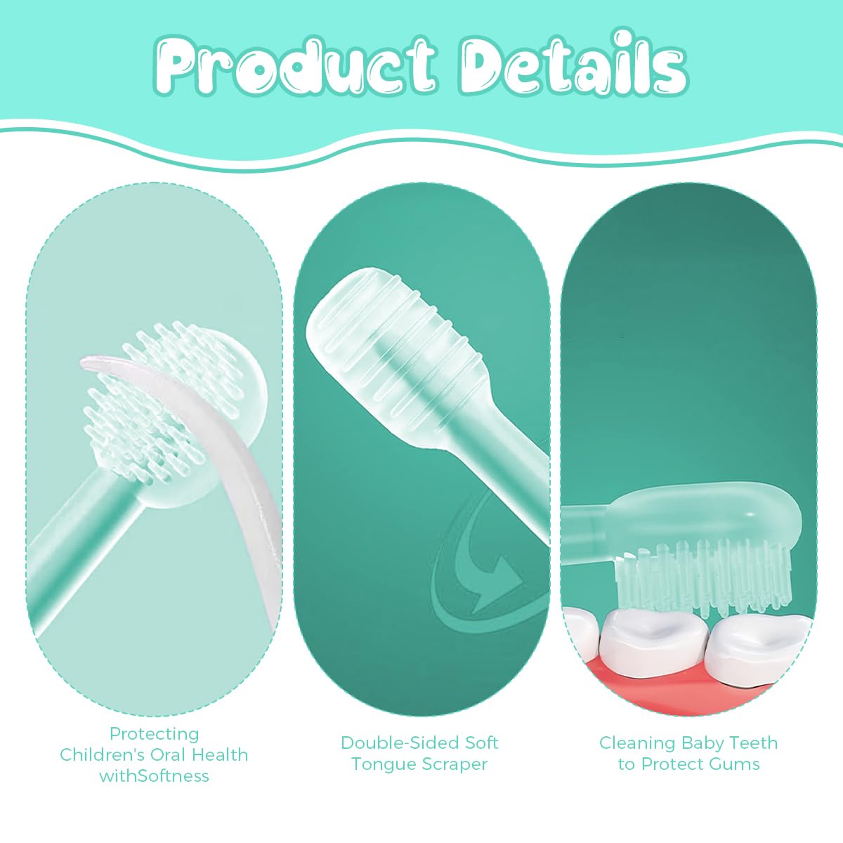 SNOWIE SOFT Silicone Baby Toothbrush Set for 0–18 Months with 3 Brushes and Travel Case