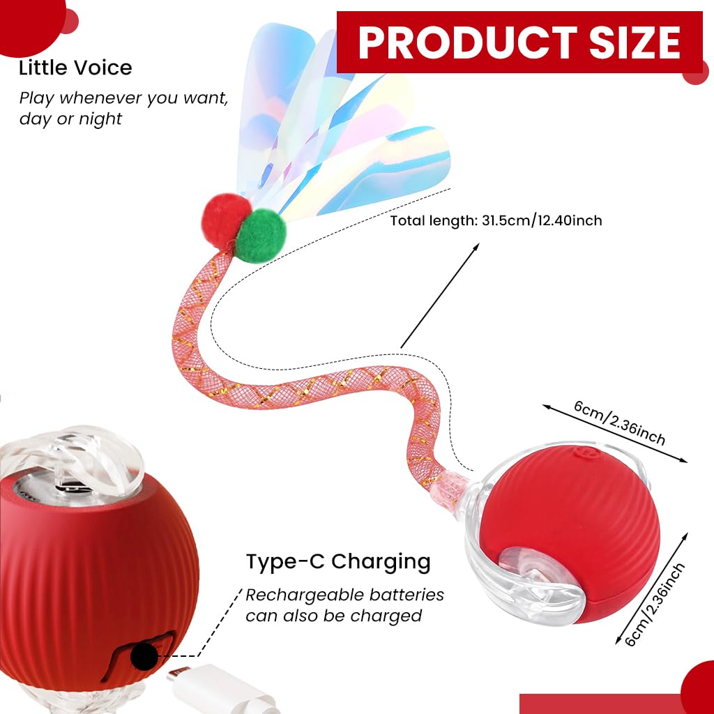 ZIBUYU Electric Cat Ball Toy for Interactive Play with 2 Speed Modes & USB Rechargeable Fun