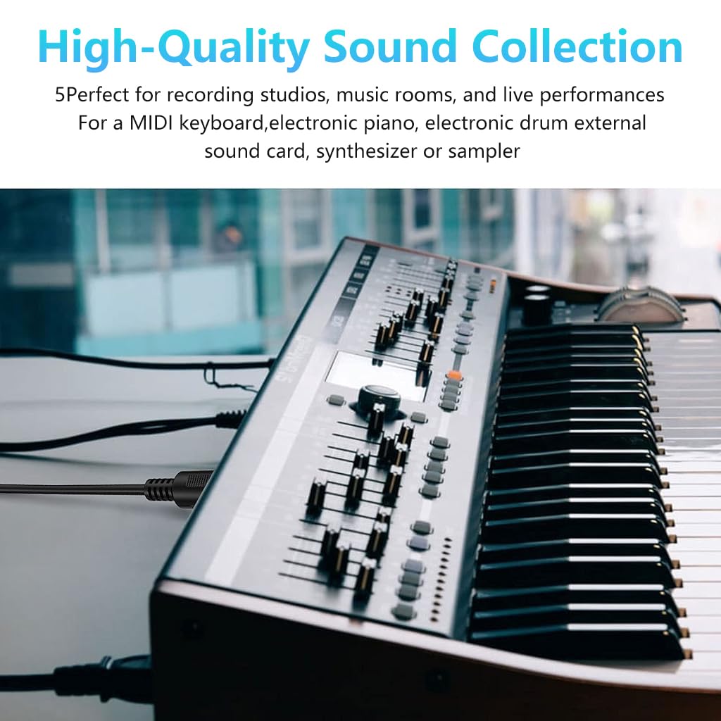 ZORBES MIDI Cable for Keyboard and Synth with 5 Pin DIN Connectors 3.3 ft | 2 Pack