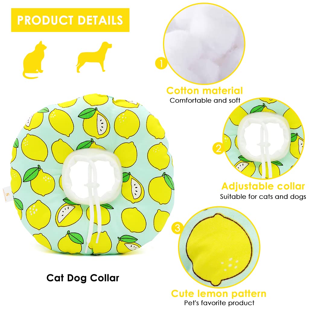 Qpets Cat Cone Collar Comfy & Soft Stuffed PP Cotton Adjustable Size Machine Washable, After Surgery for Anti-Licking Dog Cone Collar,Surgery Recovery Collar for Pet (S :12-22cm)