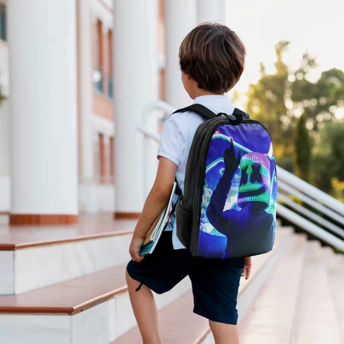 Fancyku Marshmello Backpack for School and Travel with 14 in Laptop Compartment | Oxford Cloth Bag for Fans