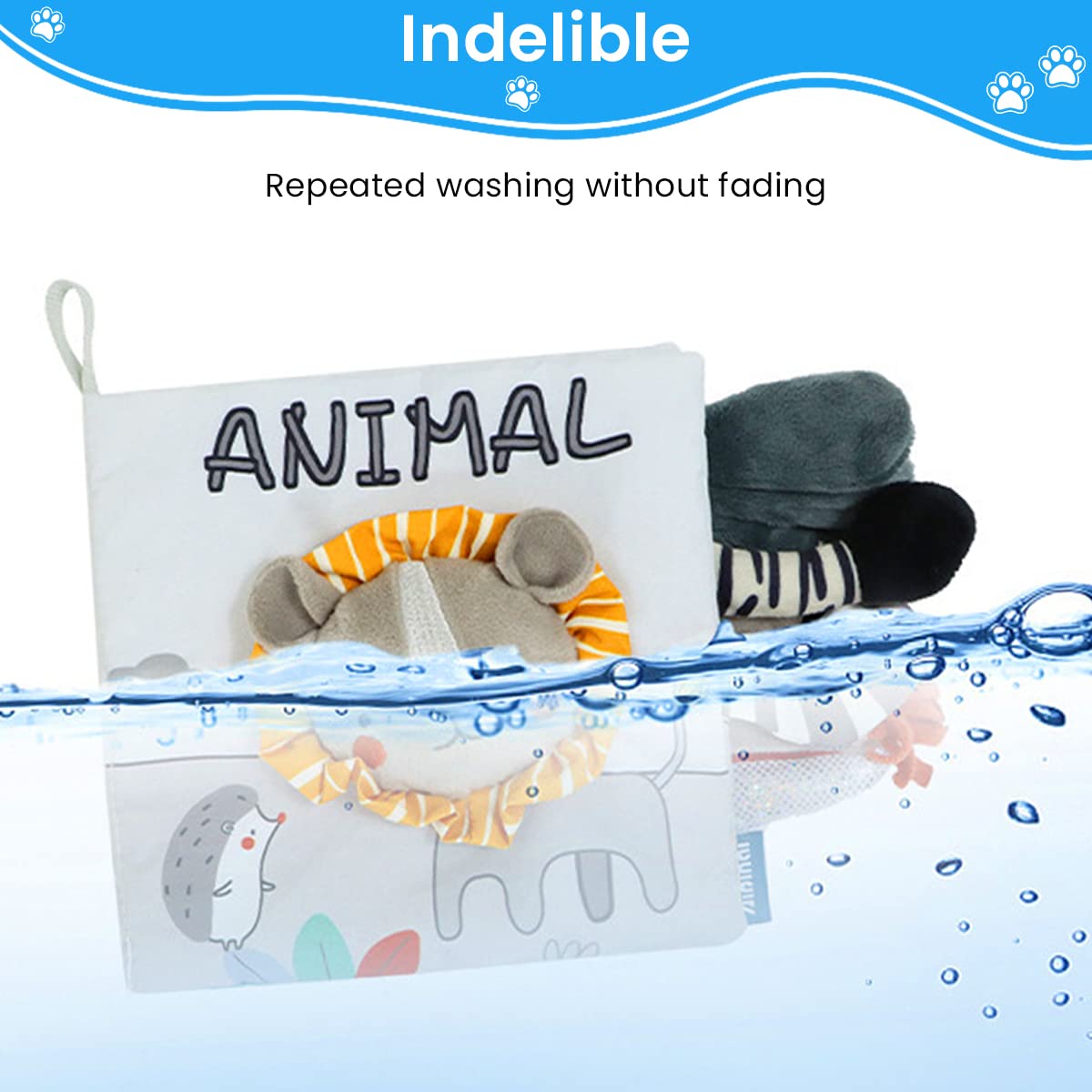 SNOWIE SOFT Baby Cloth Book for Early Learning featuring 3D Animal Tails | BPA‑Free Toy