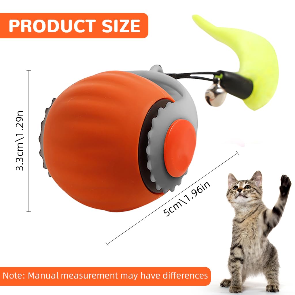 Qpets Electric Cat Ball Toy for Solo Play with 2 Speed Modes and Teasing Tail & Bell Charm