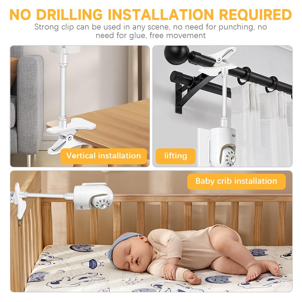 ZORBES Baby Monitor Clip Camera Mount for Cribs with 9.8 in Flexible Gooseneck | 1/4 inch Thread