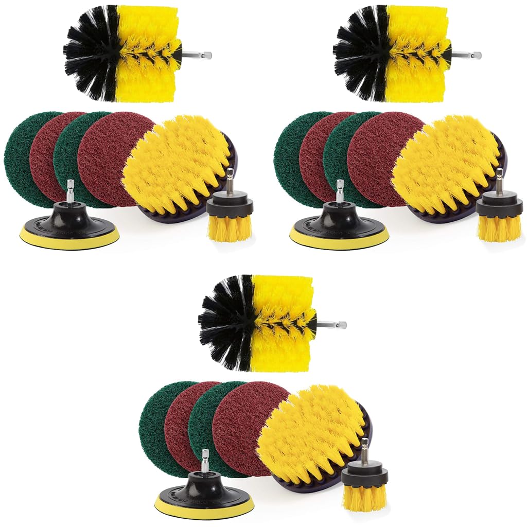 STHIRA Power Drill Scrubber Brush Attachment Set with 24PCS Pads for Bathroom Cleaning