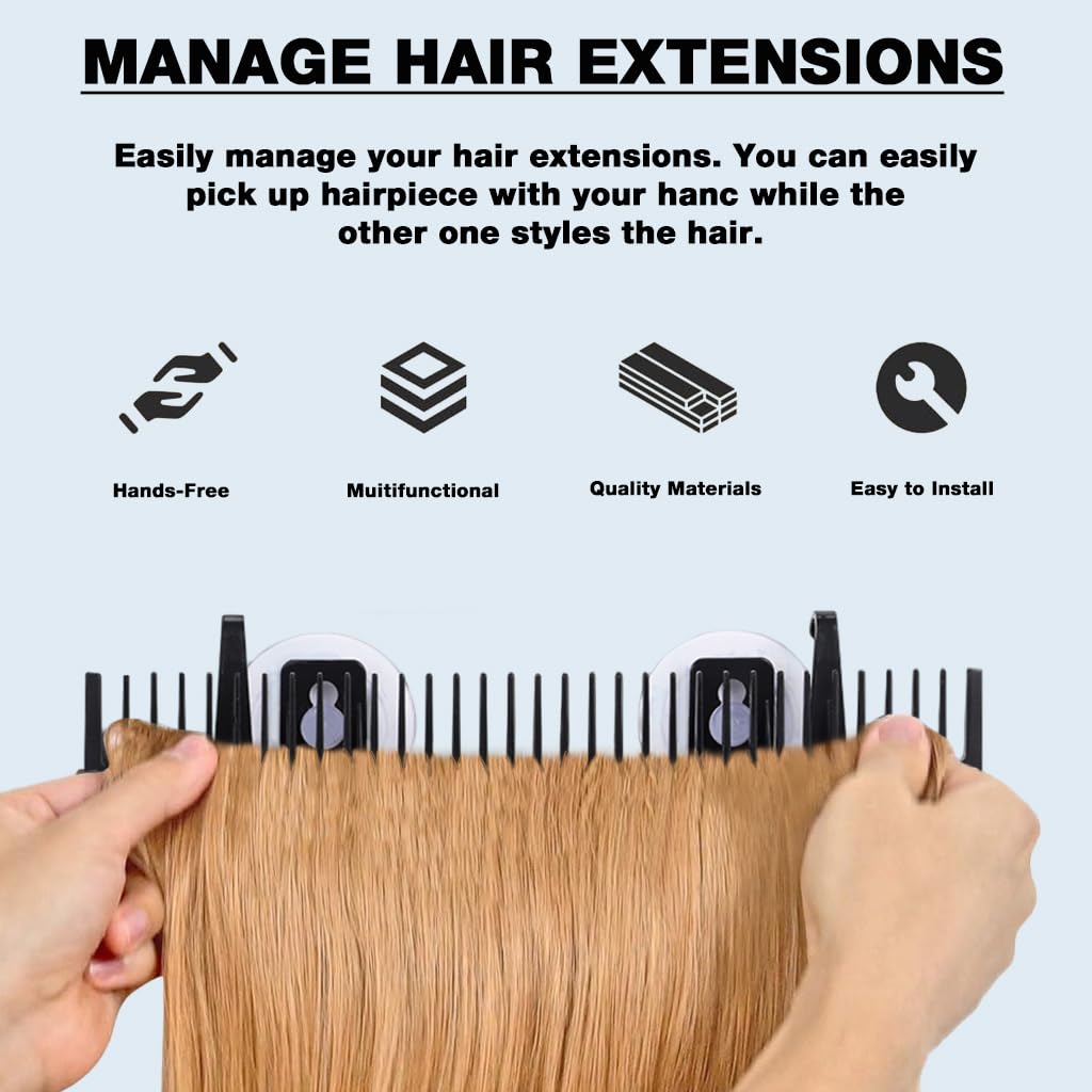 MAYCREATE Hair Extension Wall Holder with Suction Cups for Salons and Home | Pack of 2 Organizer