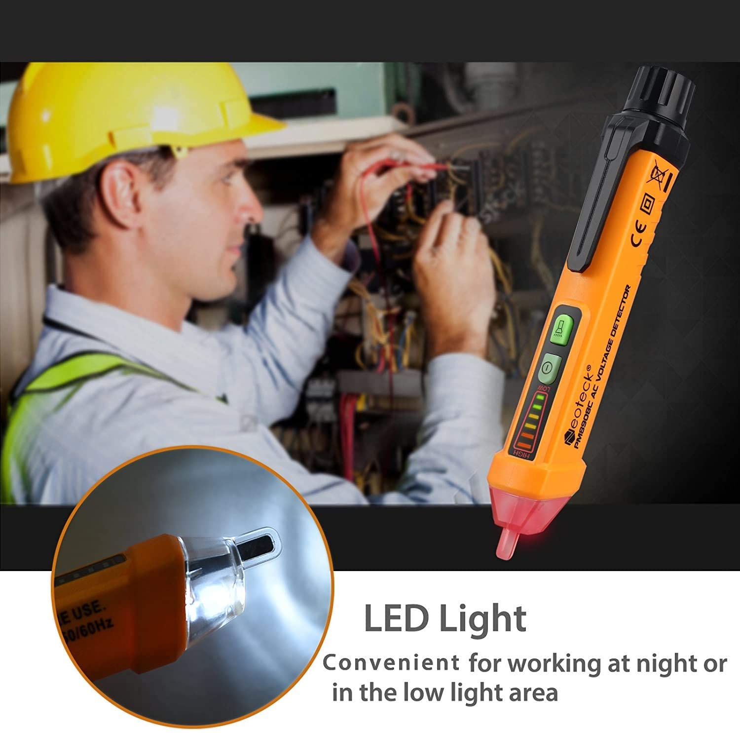 HASTHIP Non Contact Voltage Tester for 12 1000V AC Detection with LED Flashlight | Safe Circuit Testing Tool