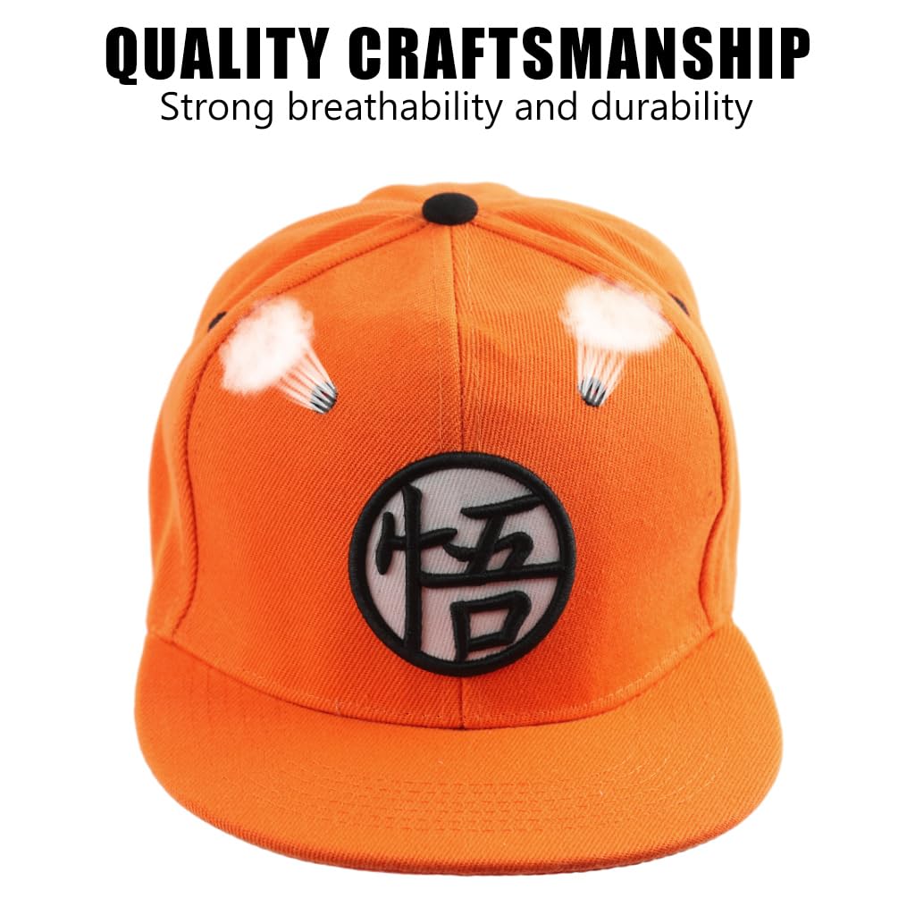 GUSTAVE® Cap for Men, Baseball Cap Hip-Hop Cap Merchandise Cap Adjustable Cap Son Goku Embroidery Orange Baseball