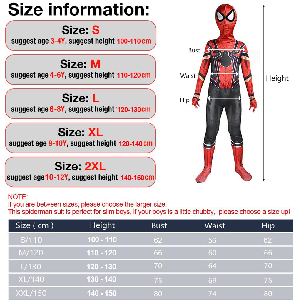 GUSTAVE Spider Cosplay Costume for Kids featuring 3D Print Details and Hidden Zipper | Polyester Spandex Suit for 120–130 cm Boys and Girls