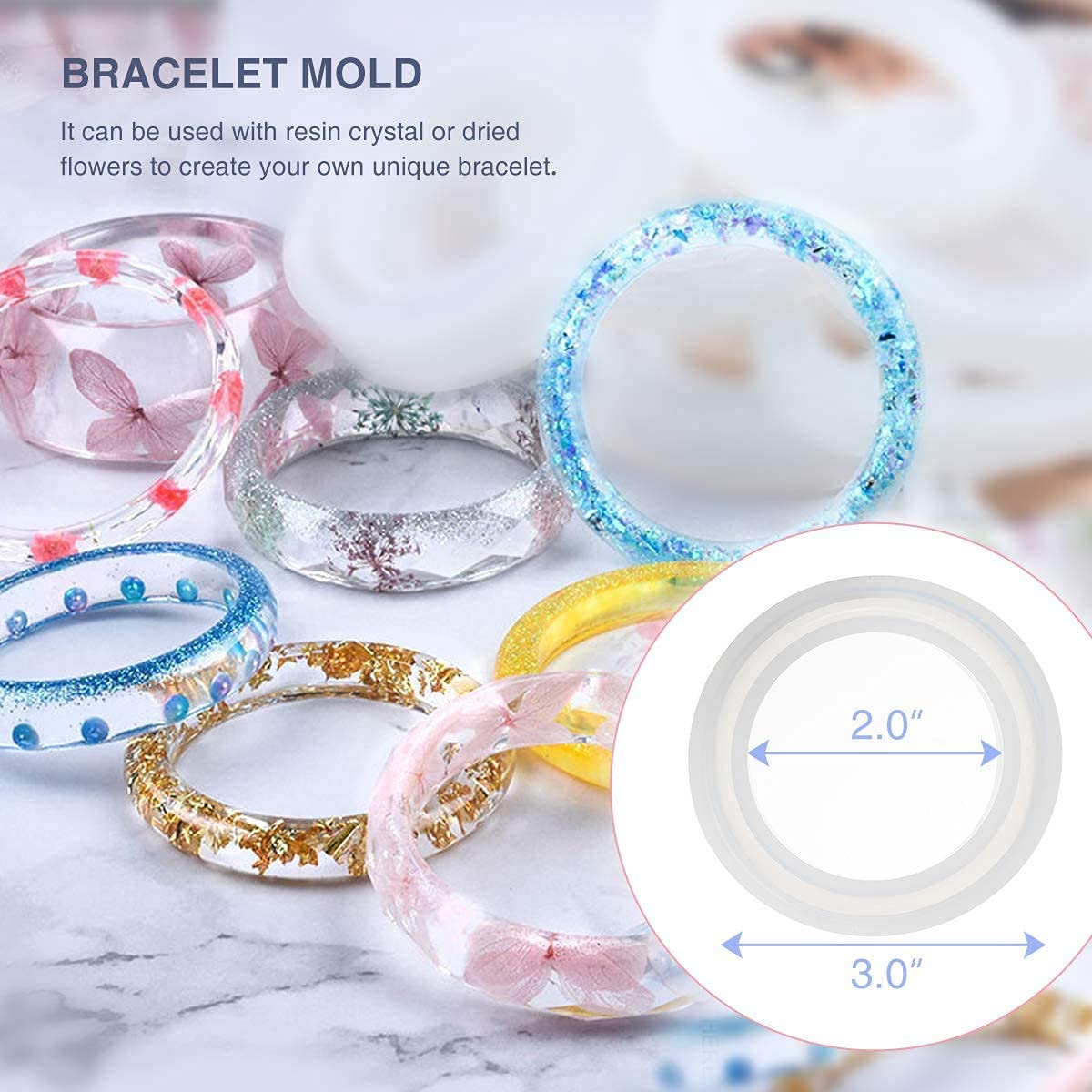 HASTHIP Resin Casting Mold Kit for Jewelry Making with 94 Pcs Silicone Moulds | Includes Hand Twist Drill and Glitter Sequins