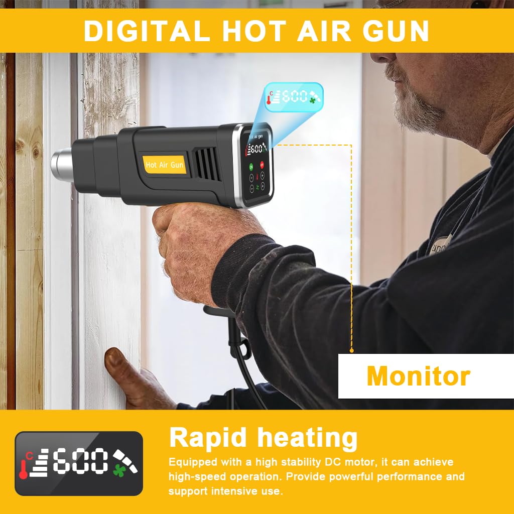 Serplex Heat Gun for Crafts and Paint Removal with LCD Display 2000W Power 150°C–600°C Range