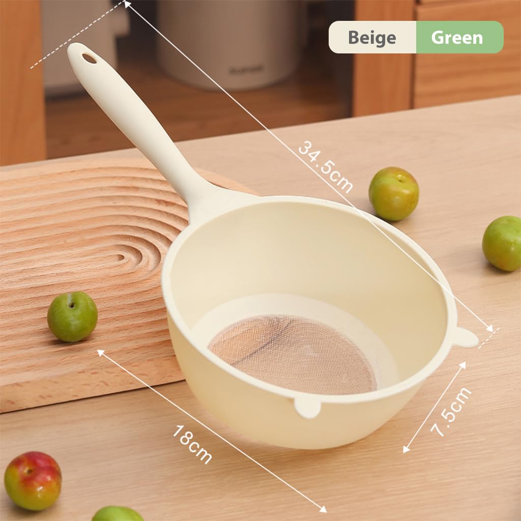 HASTHIP Rice Strainer for Kitchen with 7 in Fine Mesh Sieve and Long Handle | PP Basket Set
