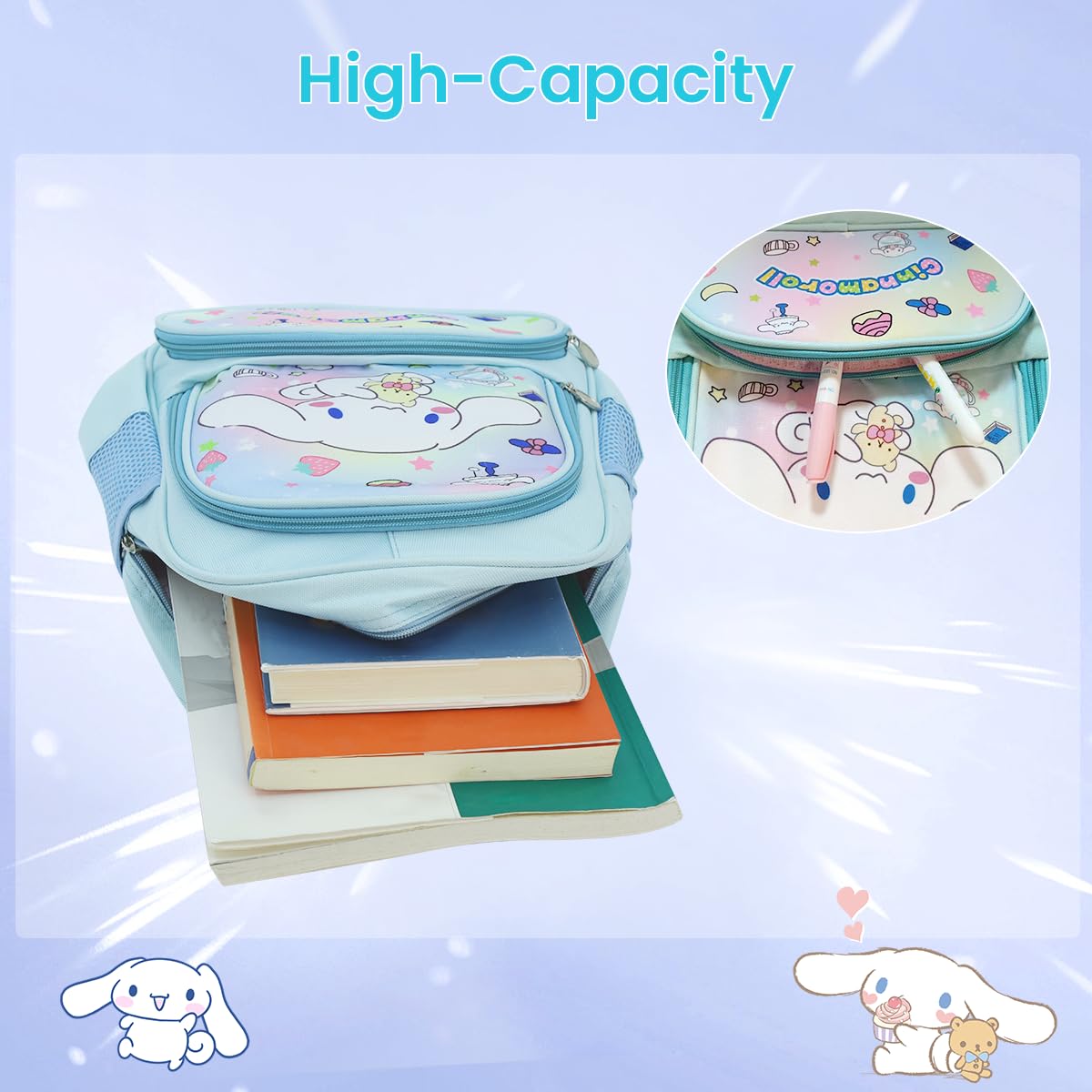 FANCYKU Fancy School Bag for Girls Cartoon Cinnamon Dog Travel Backpack for Primary Students, Preschool Students Children Kids School Gift Birthday Gifts