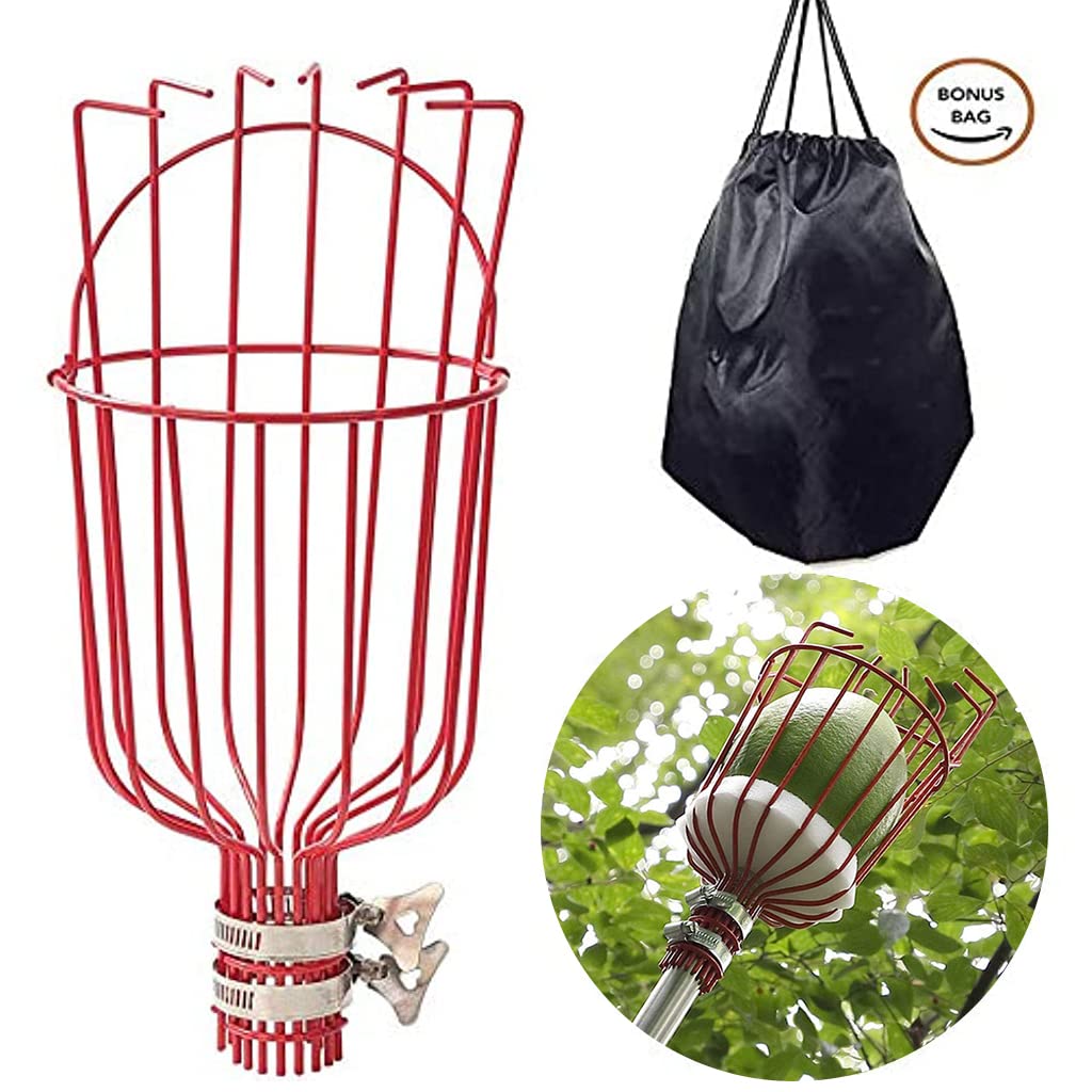 HASTHIP® 190cm Fruit Picker with Basket and Telescopic Pole, Fruit Plucker for Coconut, Mango and More, Easy to Use Fruits Catcher Tree Picker