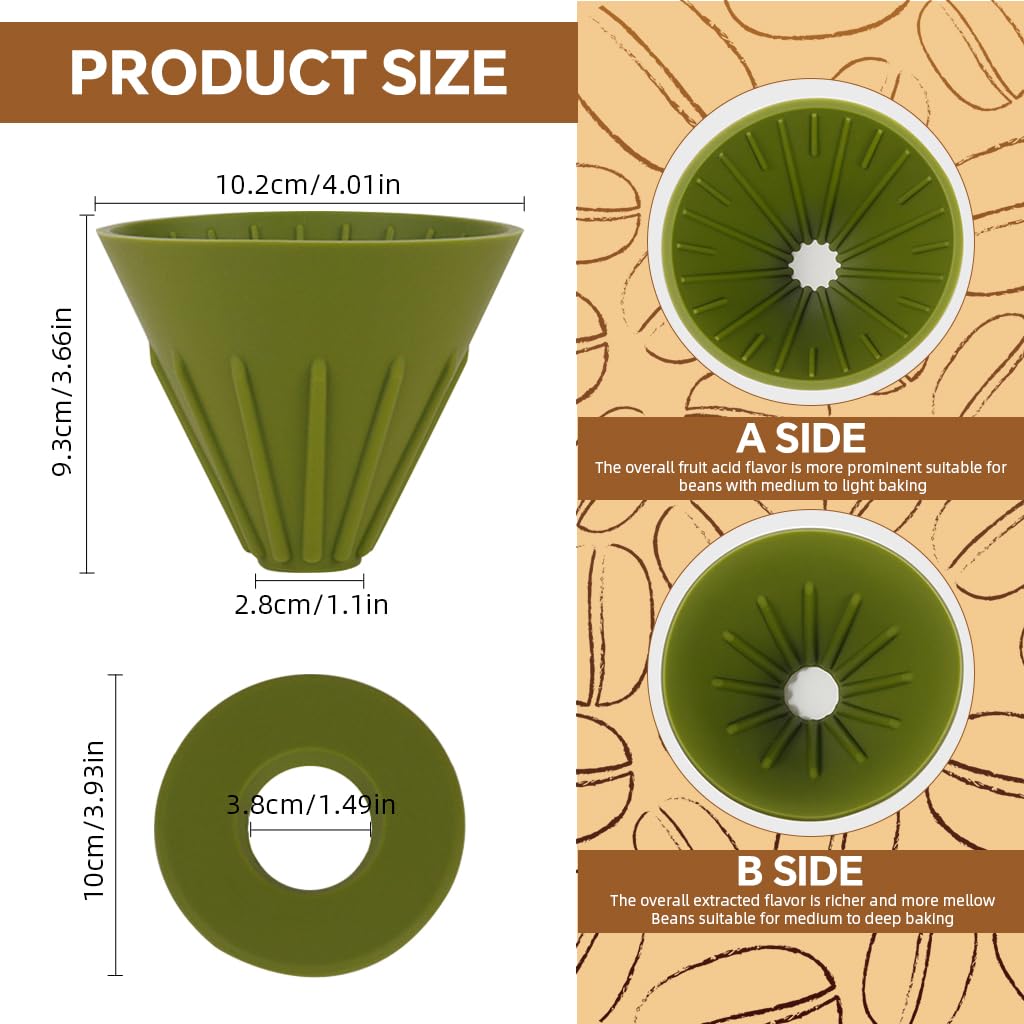 Supvox Coffee Dripper for Customized Brewing with Double Sided Design and 10.2 cm Tray | Food Grade Silicone