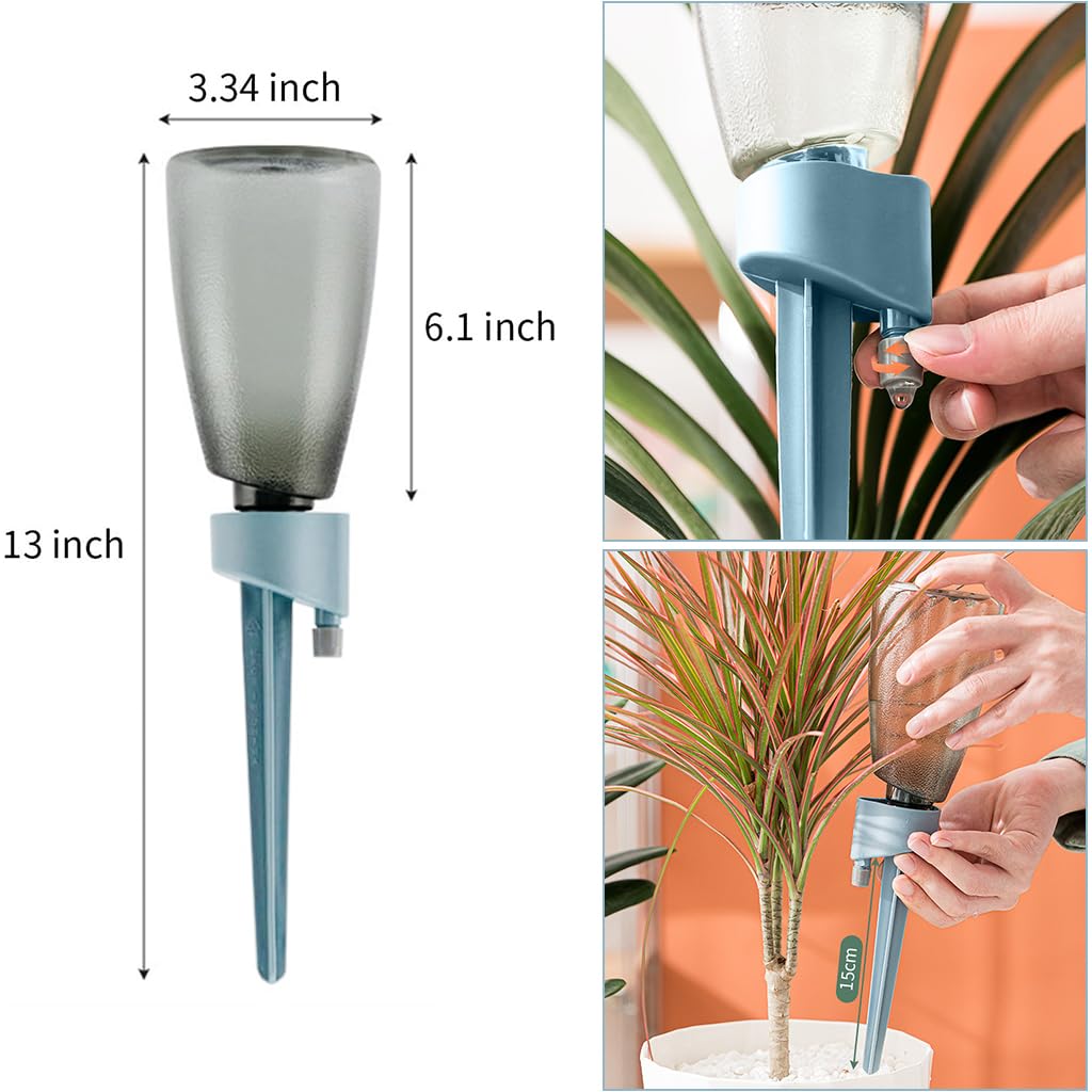 ORTIZA Self Watering Spikes for Indoor and Outdoor Plant Pots 4 Pcs featuring Adjustable Valve