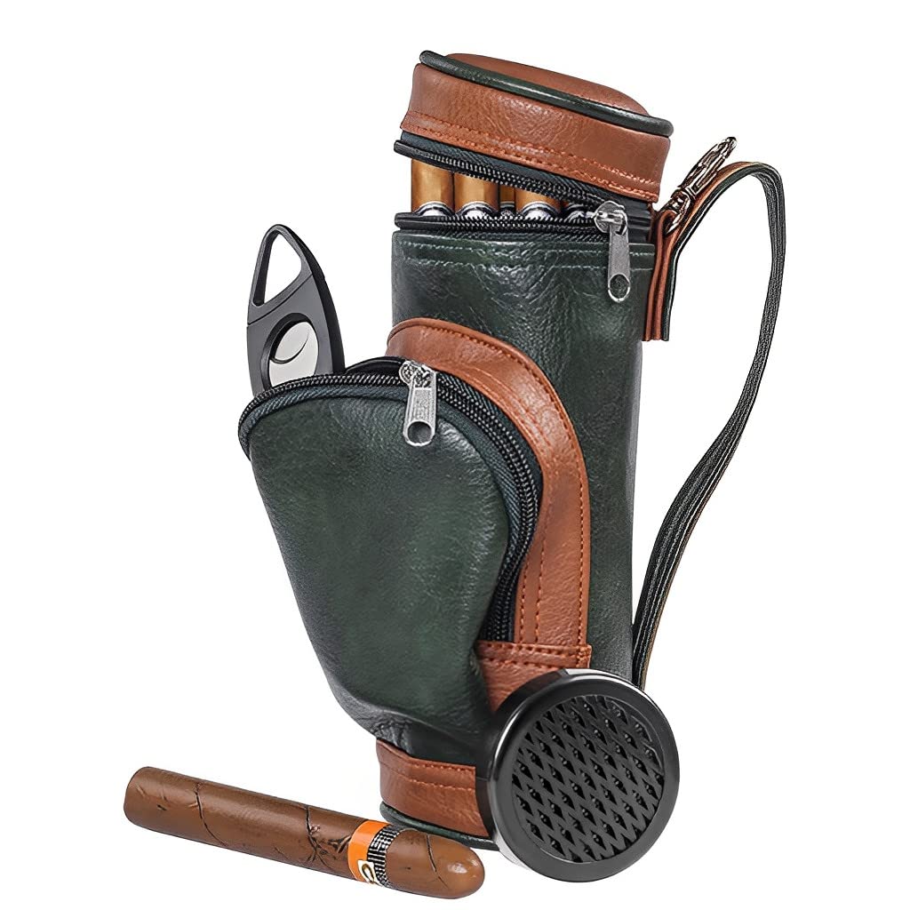 GUSTAVE Portable Travel Leather Cigar Case for 8 Cigars with Cedar Lining & Cutter | Gift for Men