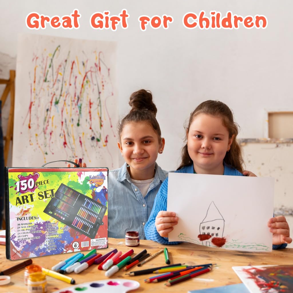 ZIBUYU Painting Drawing Kit for Kids with Wooden Case and 150 Pcs Art Supplies | Gift for Boys and Girls