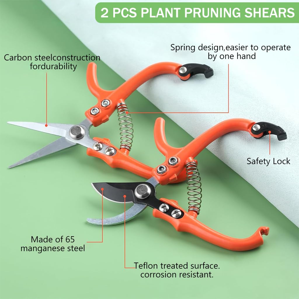 Supvox Gardening Scissors 2 Pack for Flowers and Bonsai with Safety Lock and 3mm High Carbon Steel Blades