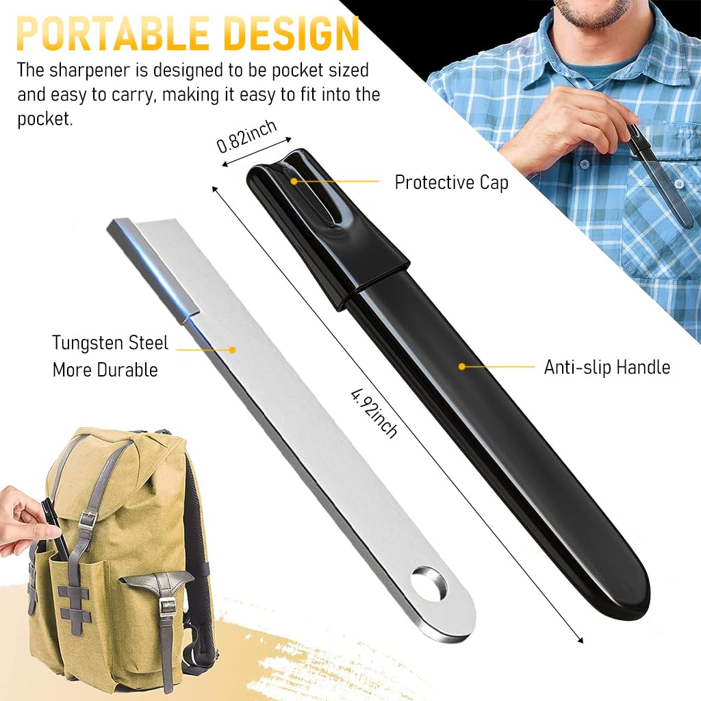 Serplex Garden Tool Sharpener for Pruners and Scissors 4.3 in Portable Tungsten Steel | Easy Handheld Cutter Sharpener