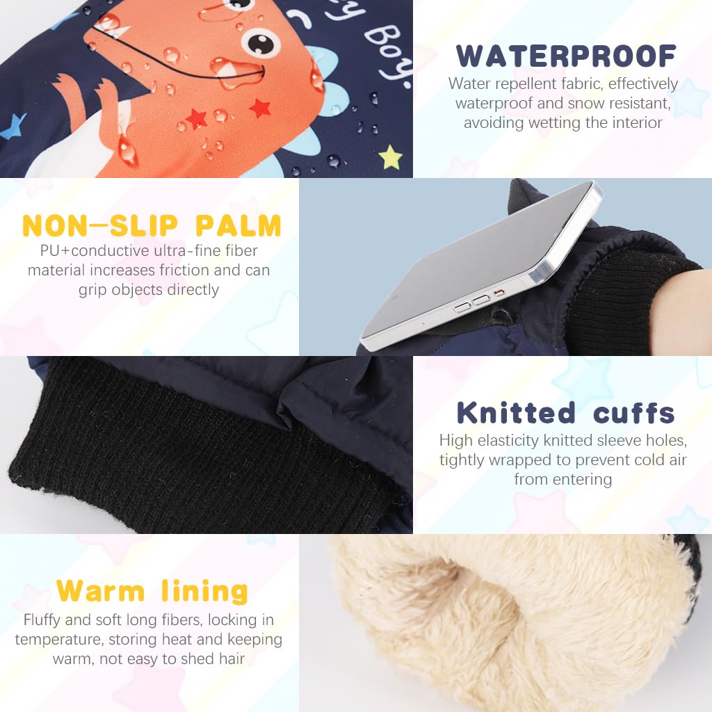 PATPAT Kids Winter Gloves for Outdoor Play with Fleece Lining and Touch Screen Fingers | Boys 7–14
