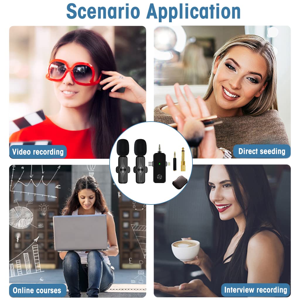 ZORBES Wireless Lavalier Lapel Microphone for Interview and Live Stream | Noise Reduction Recording for iPhone Android Camera Computer