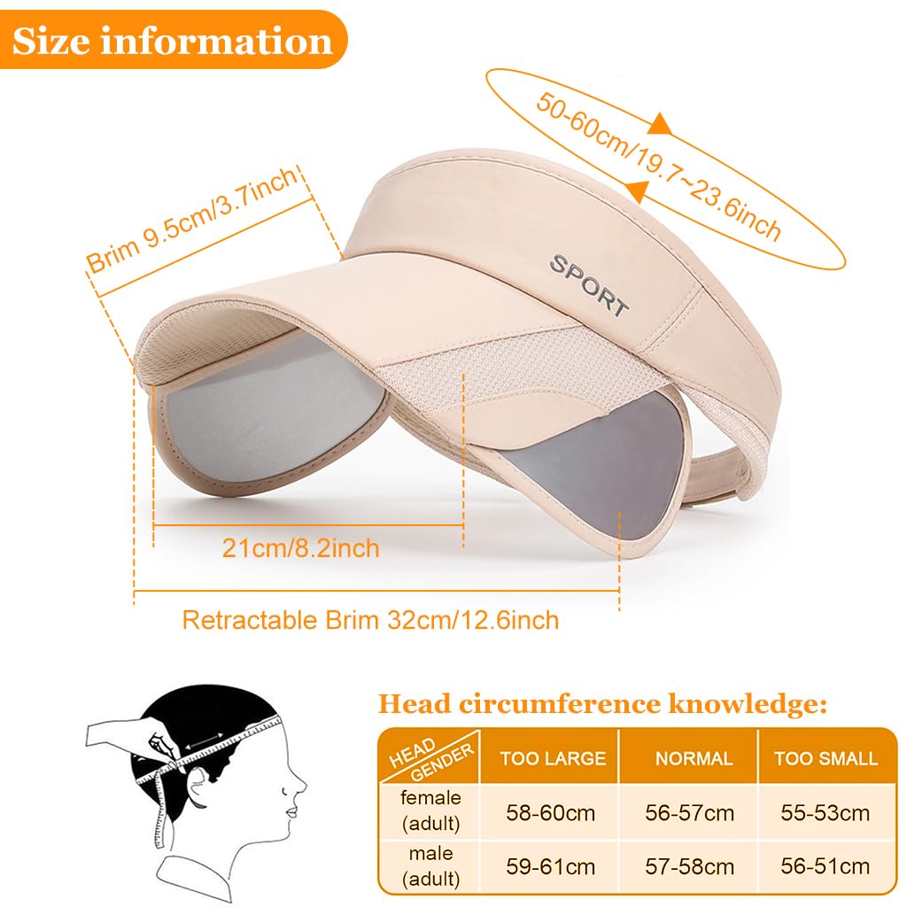 PALAY Womens Sun Visor Hat for Running and Golfing with Extendable Side Brim | Pink 22.8 Inches